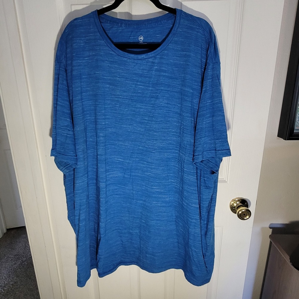 HB T-Shirt Mens 4XL Blue Short Sleeve Crew Neck Slub Cotton Blend Tee
